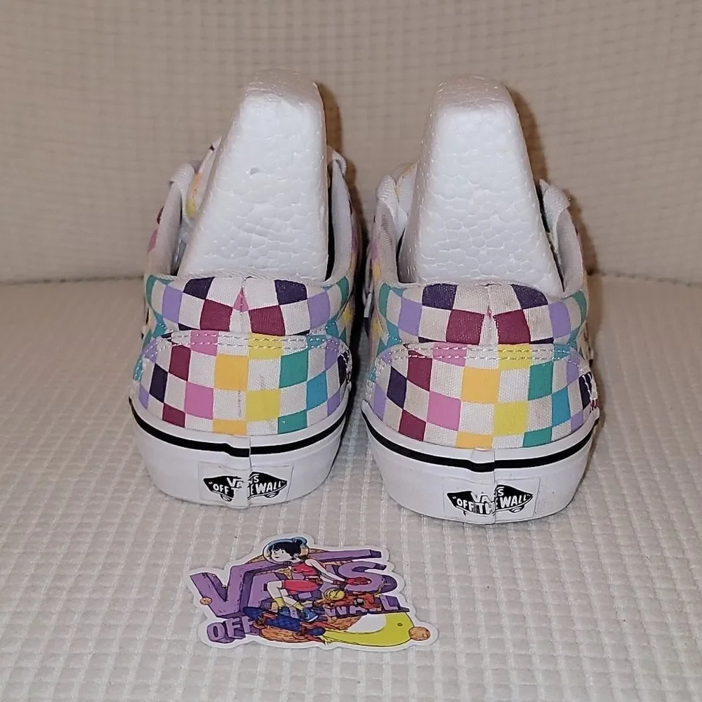 Vans Colorblock Rainbow Checkerboard Lace Up Shoes & Sticker Womens Size 5